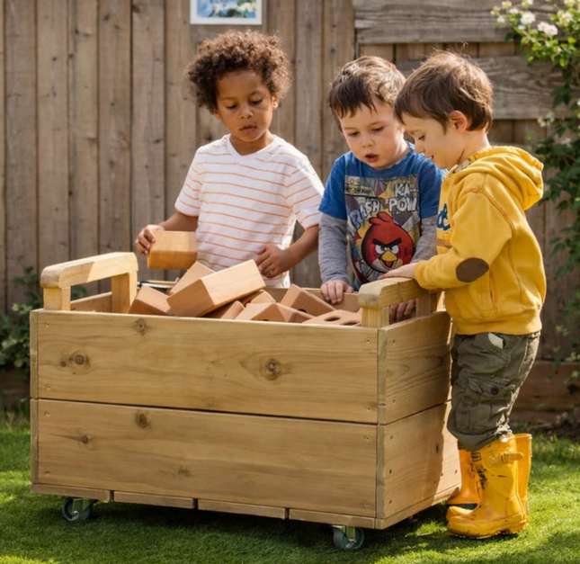 Outdoor Wooden Block Cart +  PVC Cover - 40 x 60 x 40cm