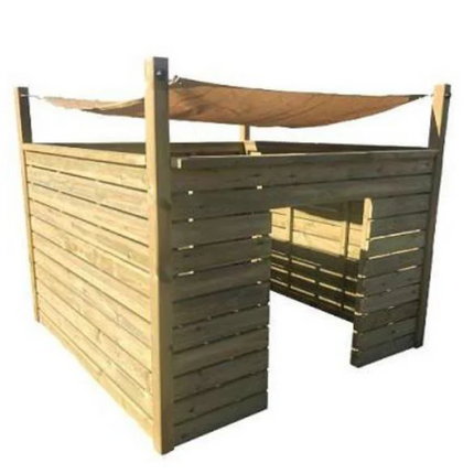 Outdoor Children's Wooden Sail Shade Shelter - 160 x 190 x 190cm | Outdoor Learning | Forest School | Playground | Den