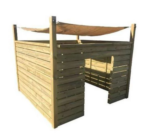 Outdoor Children's Wooden Sail Shade Shelter - 160 x 190 x 190cm | Outdoor Learning | Forest School | Playground | Den