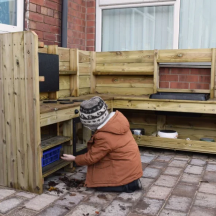 Children's Outdoor Wooden Messy Corner Kitchen - Outdoor Learning | Forest School | Role Play | Messy Play | Social Play