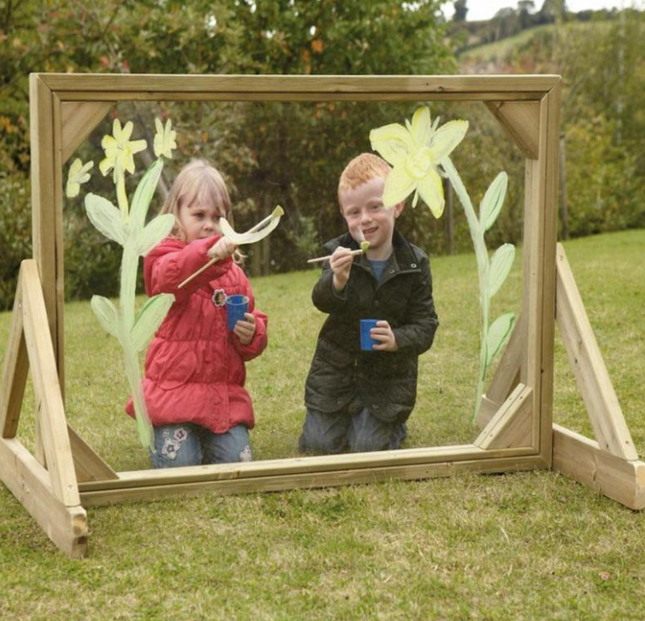 Freestanding Outdoor Wooden Painting Window - Outdoor Learning | Forest School | Motor Skills | Messy Play | Exploratory Play