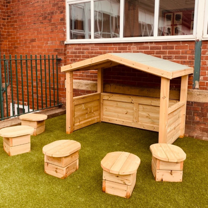 Outdoor Wooden Apex Play Lodge - 200 x 160 x 100cm | Outdoor Learning | Forest School | Outdoor Classroom | Social Interaction
