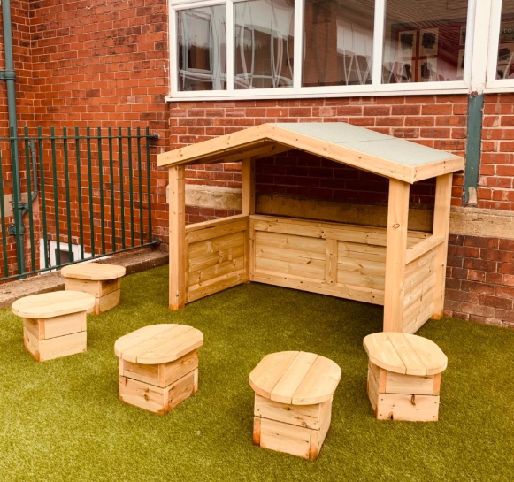 Outdoor Wooden Apex Play Lodge - 200 x 160 x 100cm | Outdoor Learning | Forest School | Outdoor Classroom | Social Interaction