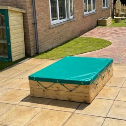 Outdoor Wooden Sand Pit & PVC Cover - 30 x 120 x 130 cm - Outdoor Learning | Forest School | Role Play | Social Play | Exploratory Play | Playground