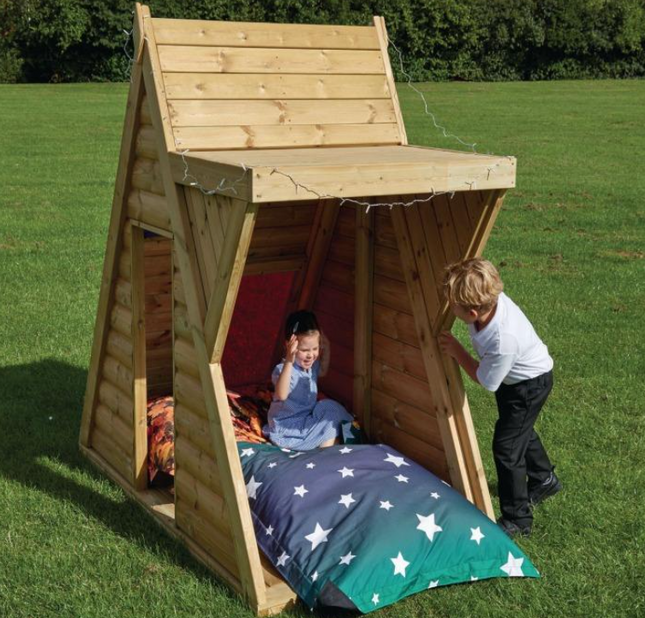 Outdoor Wooden Hide and Shade Den - Outdoor Learning | Forest School | Role Play | Social Play | Exploratory Play | Playground