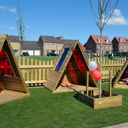 Outdoor Wooden Coloured Teepee Den - Outdoor Learning | Playground | Sensory Light Panel | Role Play