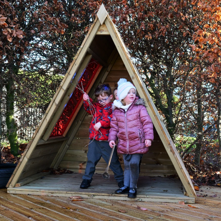 Outdoor Wooden Coloured Teepee Den - Outdoor Learning | Playground | Sensory Light Panel | Role Play
