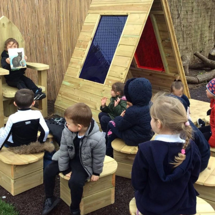 Outdoor Wooden Coloured Teepee Den - Outdoor Learning | Playground | Sensory Light Panel | Role Play