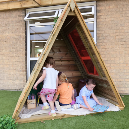 Outdoor Wooden Coloured Teepee Den - Outdoor Learning | Playground | Sensory Light Panel | Role Play