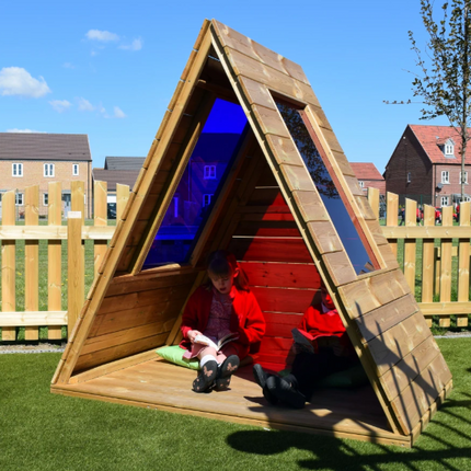 Outdoor Wooden Coloured Teepee Den - Outdoor Learning | Playground | Sensory Light Panel | Role Play
