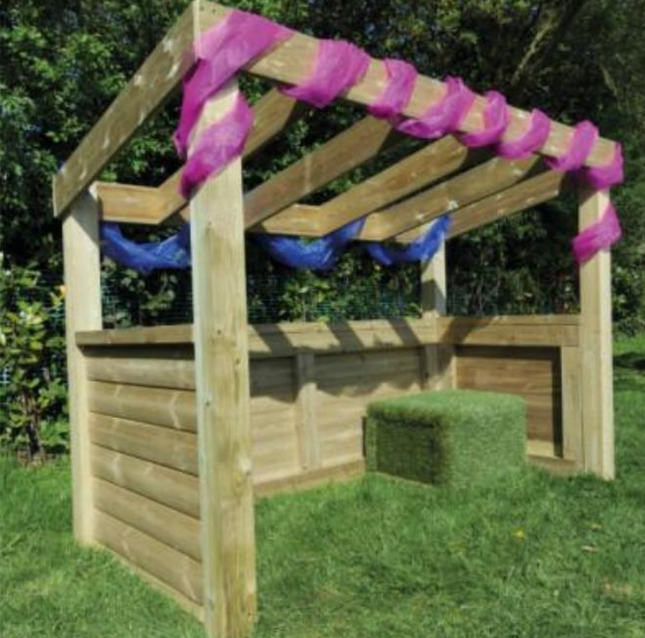 Outdoor Wooden Role Play Shelter - 150 x 190 x 110 cm | Outdoor Learning | Playground | Role Play | Forest School