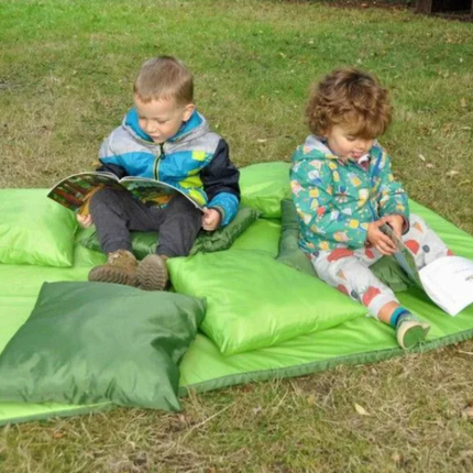 Green Cushions And Mat Outdoor Set - Pack of 7 | Outdoor Learning | Forest School | Seating | Floor Mat
