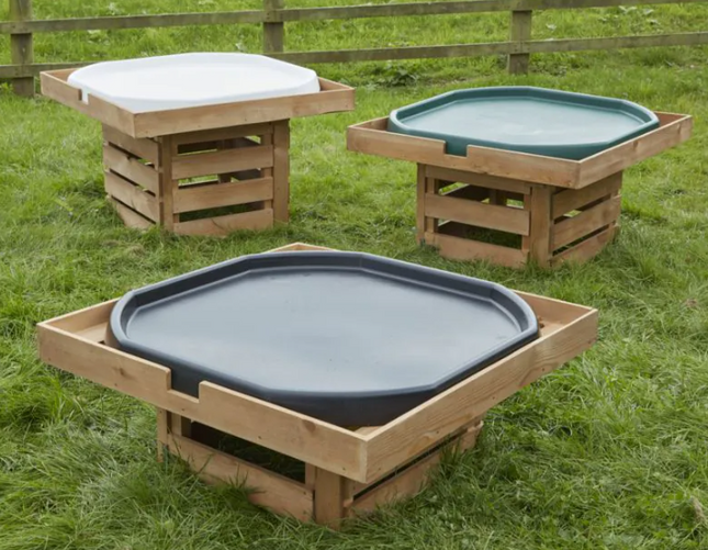 Wooden Tuff Spot Tray Storage Stands - Set of 3 | Outdoor Learning | Water Play | Messy Play | Forest School