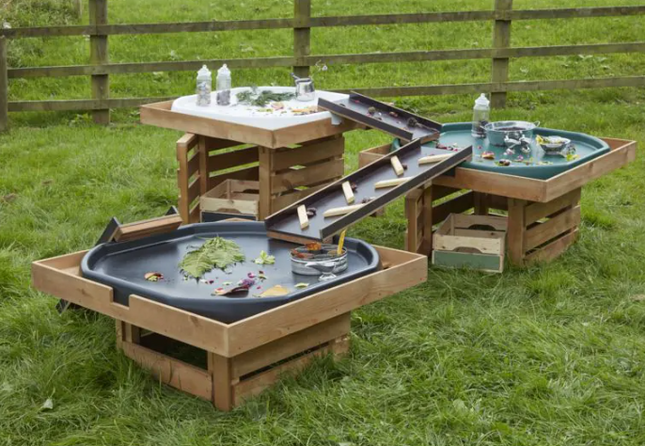 Wooden Tuff Spot Tray Storage Stands - Set of 3 | Outdoor Learning | Water Play | Messy Play | Forest School