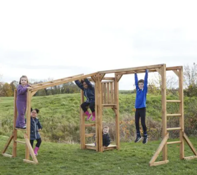 Wooden Monkey Bar Many Ways - 200 x 262 x 285 cm | Outdoor Learning | Physical Education | Playground