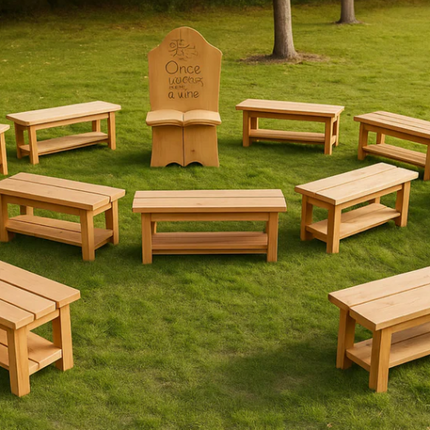 Class Set Of Wooden Benches - Pack of 12 | Outdoor Learning | Outdoor Classroom | Playground