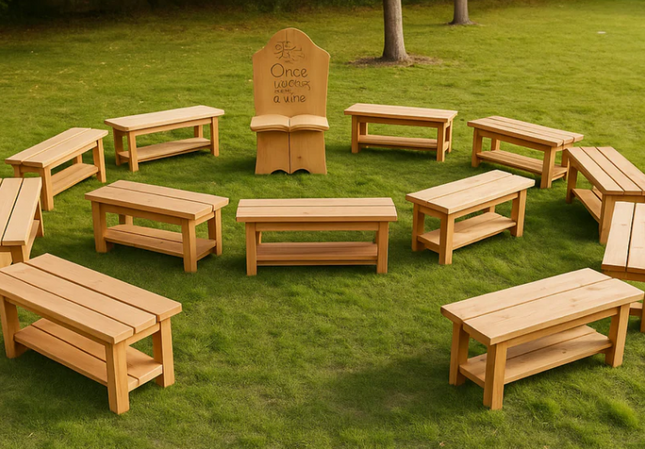 Class Set Of Wooden Benches - Pack of 12 | Outdoor Learning | Outdoor Classroom | Playground