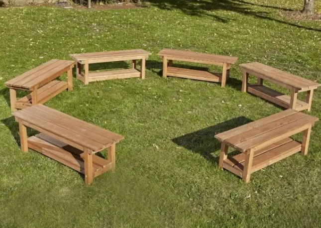 Half Class Wooden Benches Only - Pack of 6 | Outdoor Learning | Outdoor Classroom | Playground