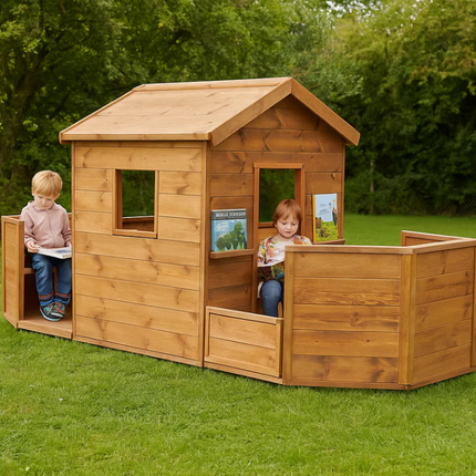 Indoor / Outdoor Wooden Book Barge - Outdoor Learning | Classroom | Playground | Library | Imaginative Play | Exploratory Play