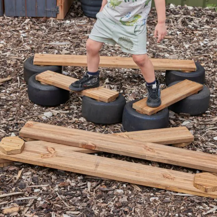 Tiny Tyre Walking Planks - Set of 6  | Outdoor Learning | Forest School | Imaginative Play | Physical Education | Sensory Circuit