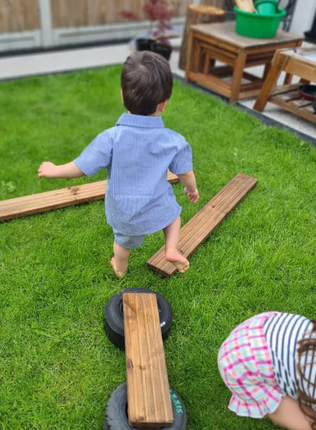 Tiny Tyre Walking Planks - Set of 6  | Outdoor Learning | Forest School | Imaginative Play | Physical Education | Sensory Circuit