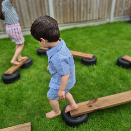 Tiny Tyre Walking Planks - Set of 6  | Outdoor Learning | Forest School | Imaginative Play | Physical Education | Sensory Circuit