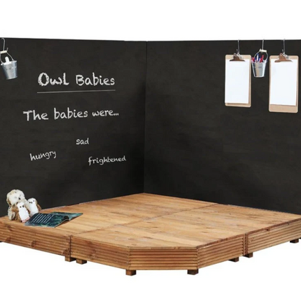 Childrens Outdoor Wooden Corner Stage And Chalkboards  - Outdoor Learning | Forest School | Imaginative Play | Social  Play | Role Play  | Mark Making