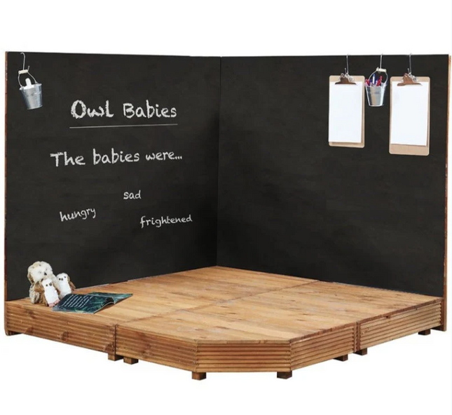 Childrens Outdoor Wooden Corner Stage And Chalkboards  - Outdoor Learning | Forest School | Imaginative Play | Social  Play | Role Play  | Mark Making