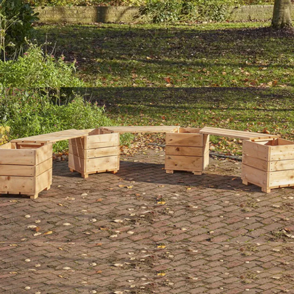 Outdoor Wooden Switch Seat Angled Planter - 6 Person Bench Planter | Outdoor | Playground | Garden | Planting