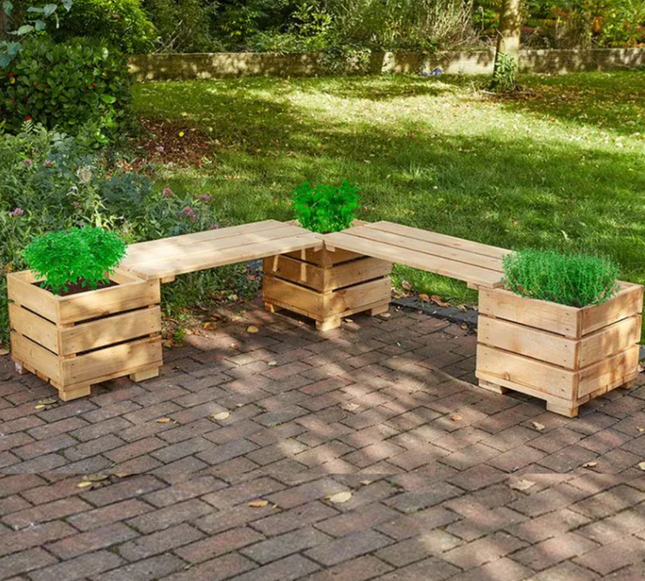 Outdoor Wooden Corner Planter Set - Outdoor | Playground | Garden | Planting
