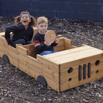Childrens Outdoor Wooden Super Car - 80cm x 180cm | Outdoor Learning | Playground | Forest School | Social Play | Role Play | Imaginative Play