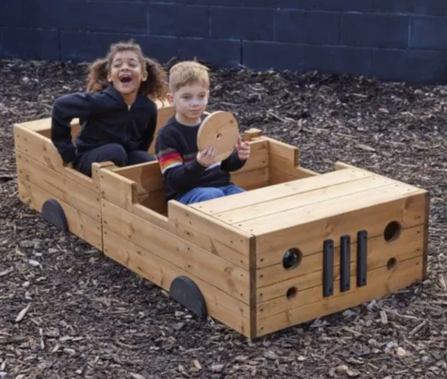 Childrens Outdoor Wooden Super Car - 80cm x 180cm | Outdoor Learning | Playground | Forest School | Social Play | Role Play | Imaginative Play