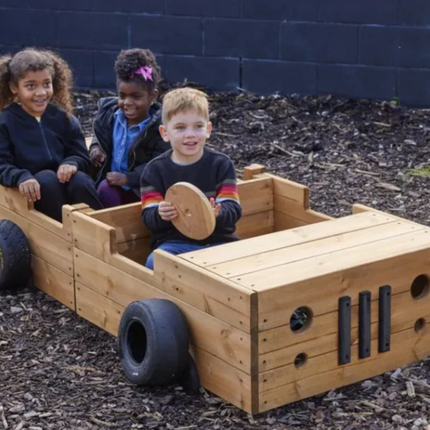 Childrens Outdoor Wooden Super Car - 80cm x 180cm | Outdoor Learning | Playground | Forest School | Social Play | Role Play | Imaginative Play