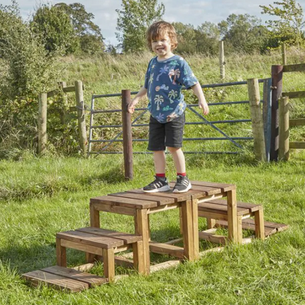 Up And Down Platform Steps - 2 Pieces - Outdoor Learning | Playground | Forest School | Social Play | Physical Education | Imaginative Play