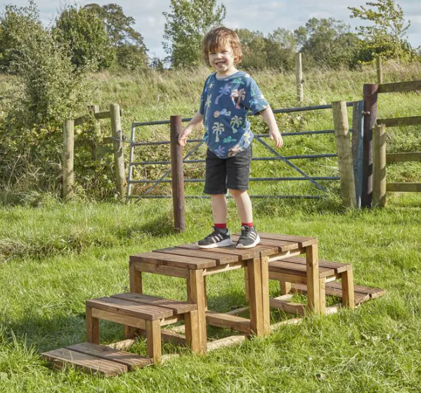 Up And Down Platform Steps - 2 Pieces - Outdoor Learning | Playground | Forest School | Social Play | Physical Education | Imaginative Play