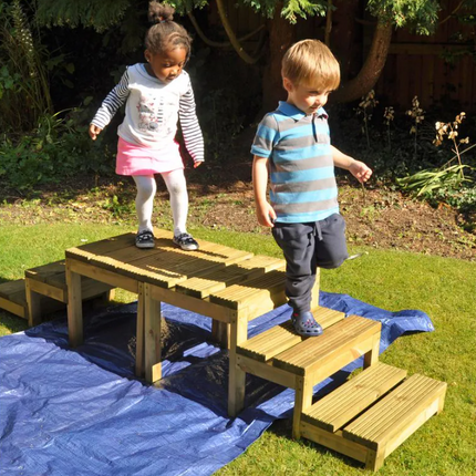 Up And Down Platform Steps - 2 Pieces - Outdoor Learning | Playground | Forest School | Social Play | Physical Education | Imaginative Play