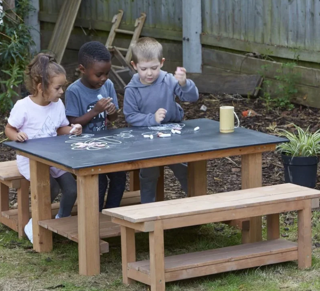 Chalkboard Table And Bench Set - Outdoor Learning | Playground | Forest School | Mark Making | Imaginative Play
