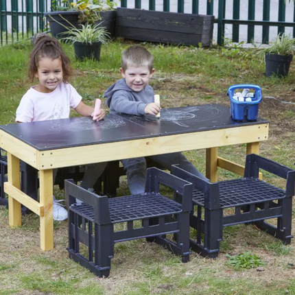 Slim H Crate Chalk Table + 4 H Crates - Outdoor Learning | Playground | Forest School | Mark Making | Imaginative Play