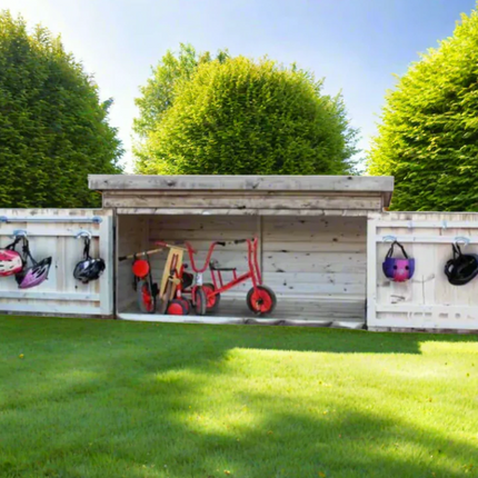 Outdoor Wooden Extra Large Trike Storage Shed - 113 x 195 x 110 cm | Garden | Storage | Playground | Forest School