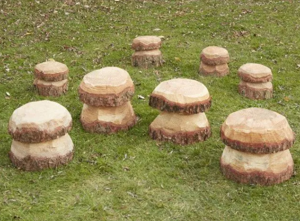 Medium Wooden Mushroom Non- Painted / Painted Options - Pack of 12 | Sensory Garden | Forest School | Outdoor Classrooms | Seating | Natural