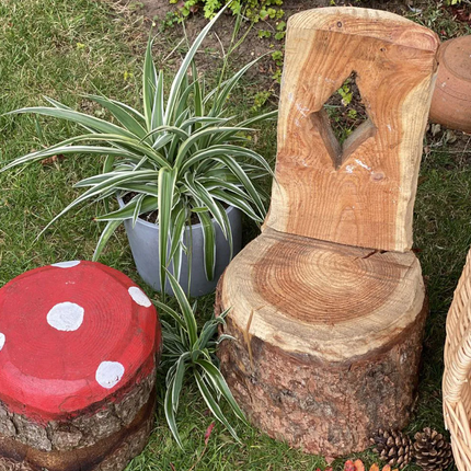 Small Knights Of The Round Table And Chairs -  5 piece Set | Sensory Garden | Forest School | Outdoor Classrooms | Seating | Natural | Imaginative Play
