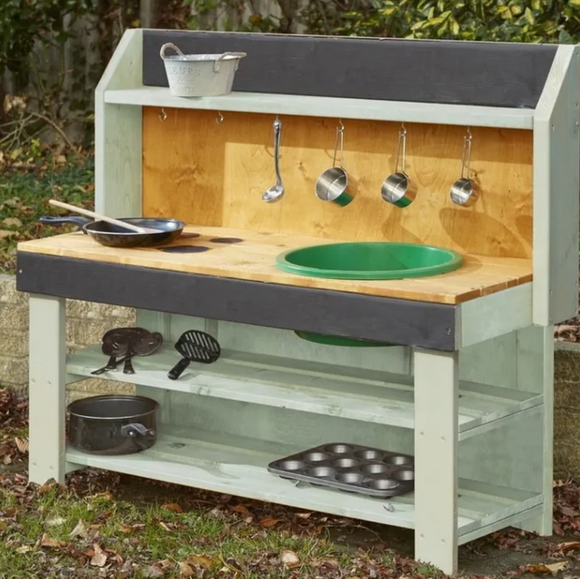 Country Green Large Mud Pie Kitchen - Outdoor Learning | Forest School | Outdoor Classrooms | Seating | Natural | Imaginative Play