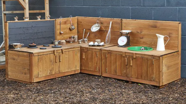 Wooden Kitchen Corner Units - Outdoor Learning | Forest School | Outdoor Classrooms | Exploratory Play | Imaginative Play