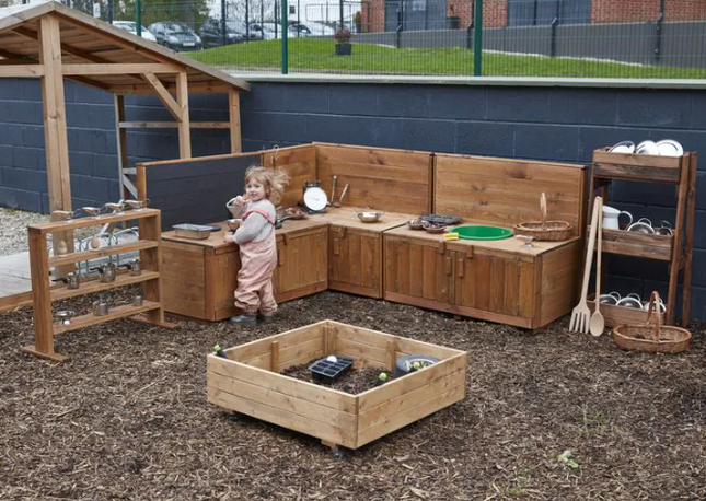 Wooden Kitchen Corner Units - Outdoor Learning | Forest School | Outdoor Classrooms | Exploratory Play | Imaginative Play