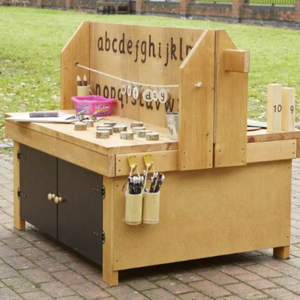 Outdoor Wooden Childrens Double Sided Maths & Literacy Station - Outdoor Learning | Forest School | Messy Play | Exploratory Play | Imaginative Play | STEM | Resource | Outdoor Classroom