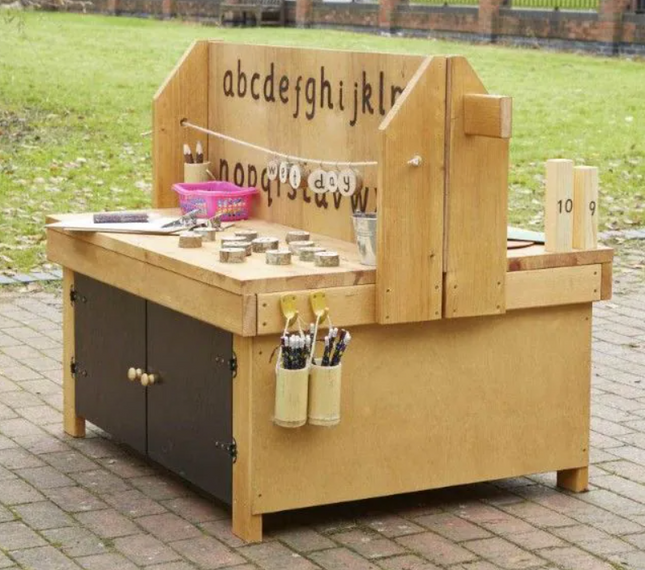 Outdoor Wooden Childrens Double Sided Maths & Literacy Station - Outdoor Learning | Forest School | Messy Play | Exploratory Play | Imaginative Play | STEM | Resource | Outdoor Classroom