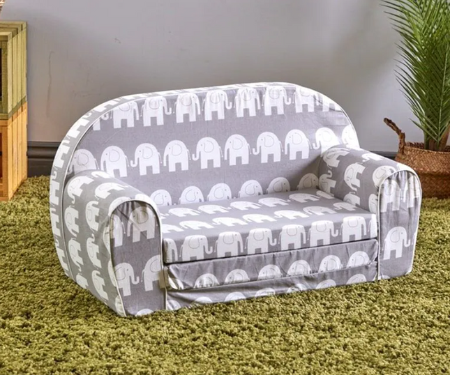 Toddler Sofa Beds - Pack of 2 | Classroom Furniture | Elephant Print | Foldable | Space Saving