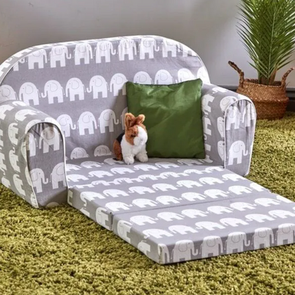 Toddler Sofa Beds - Pack of 2 | Classroom Furniture | Elephant Print | Foldable | Space Saving