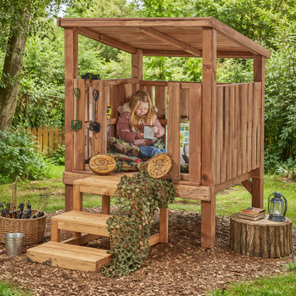 Childrens Wooden Loft Den - Outdoor | Forest School | Garden | Fort | Playground | Imaginative Play