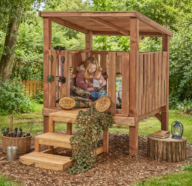 Childrens Wooden Loft Den - Outdoor | Forest School | Garden | Fort | Playground | Imaginative Play